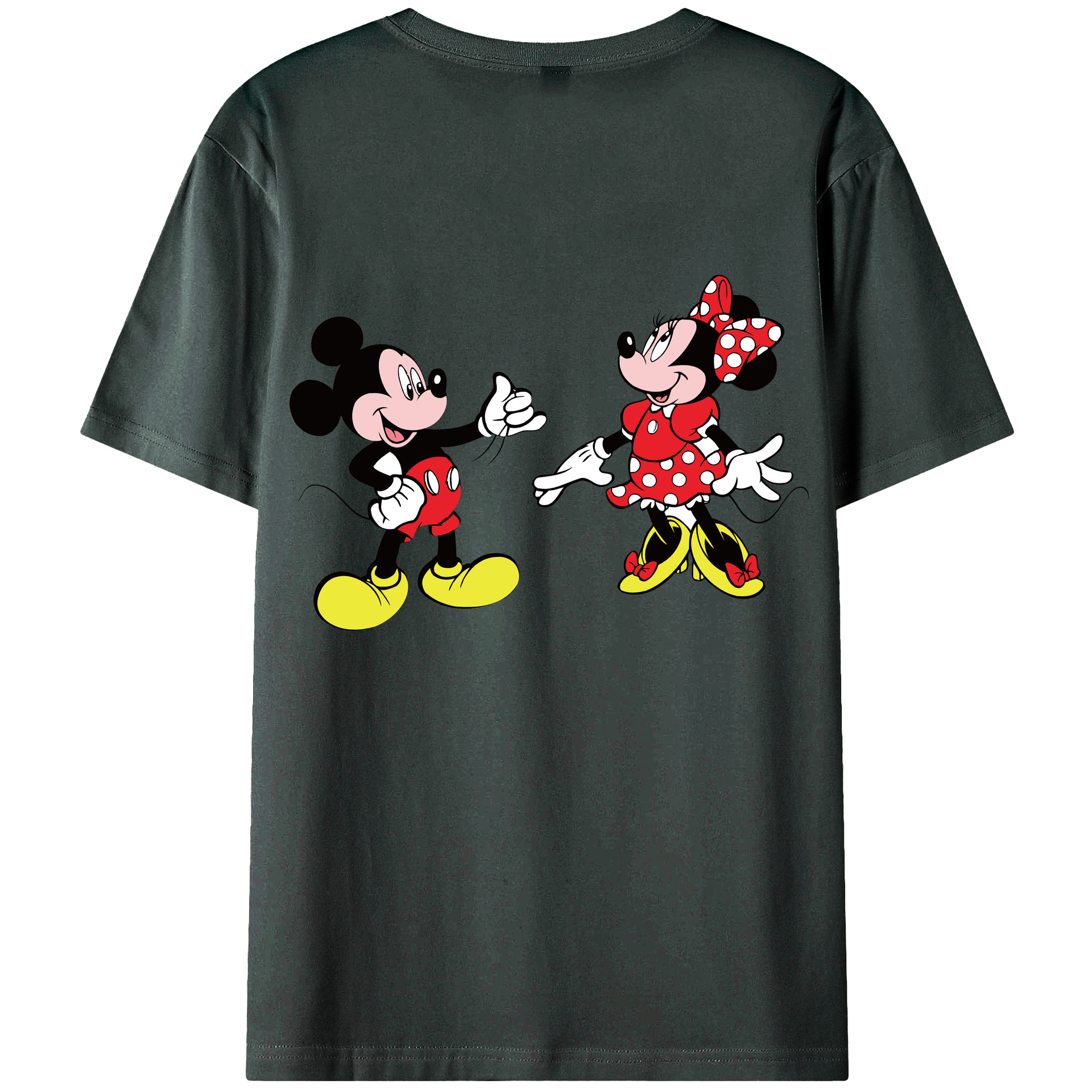 ミッキーマウス Mickey Mouse 綿100％ メンズ半袖Tシャツ（バックプリント） 通気性